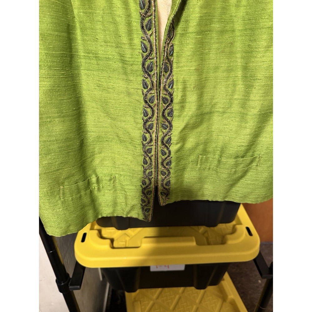 Vintage Silk Indian Trachten Fur Lined Jacket Made In India  Women's Size Small - Picture 3 of 11